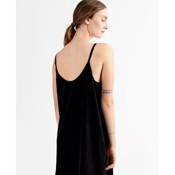 Eileen Fisher Tencel and Recycled Polyester Slip Dress Black Medium Minimalist - Picture 3 of 8